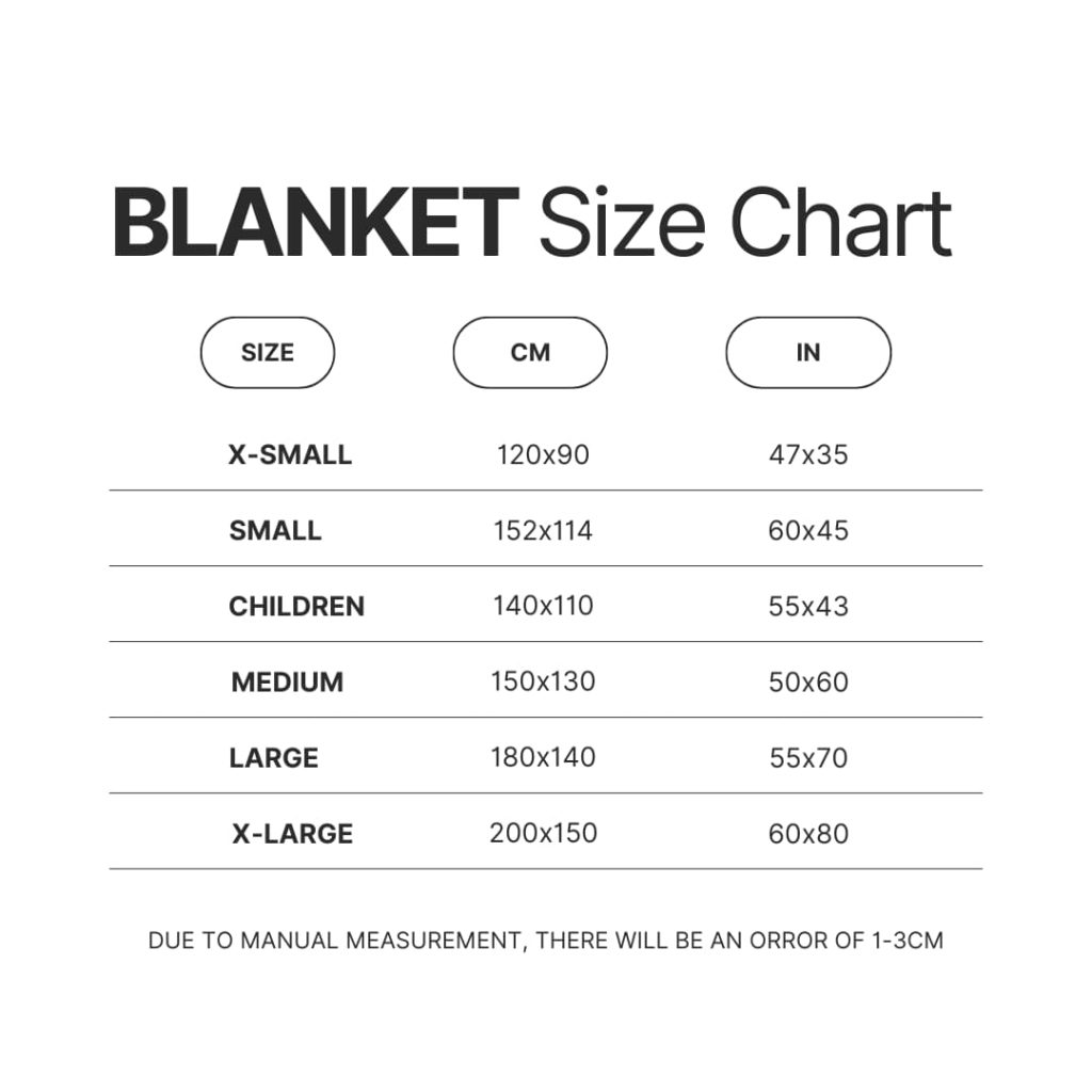 Blanket Size Chart - Studio Ghibli AU Store