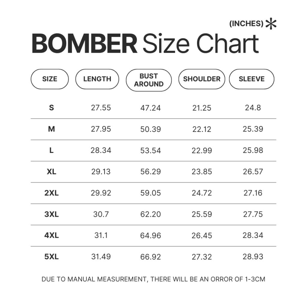 Bomber Size Chart - Studio Ghibli AU Store