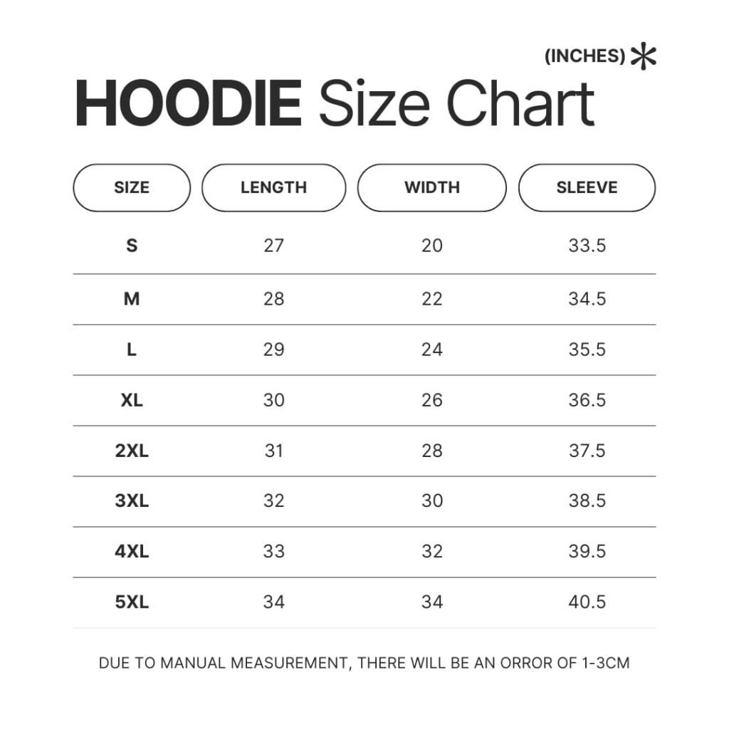 Hoodie Size Chart - Studio Ghibli AU Store