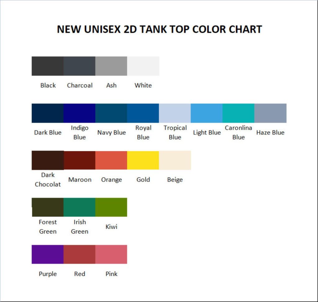 tank top color chart - Studio Ghibli AU Store